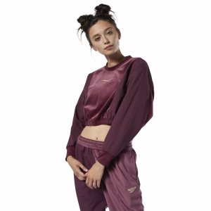 Reebok Classic Velour Crew Sweatshirt Damen - Bordeaux - DE 795-CFJ